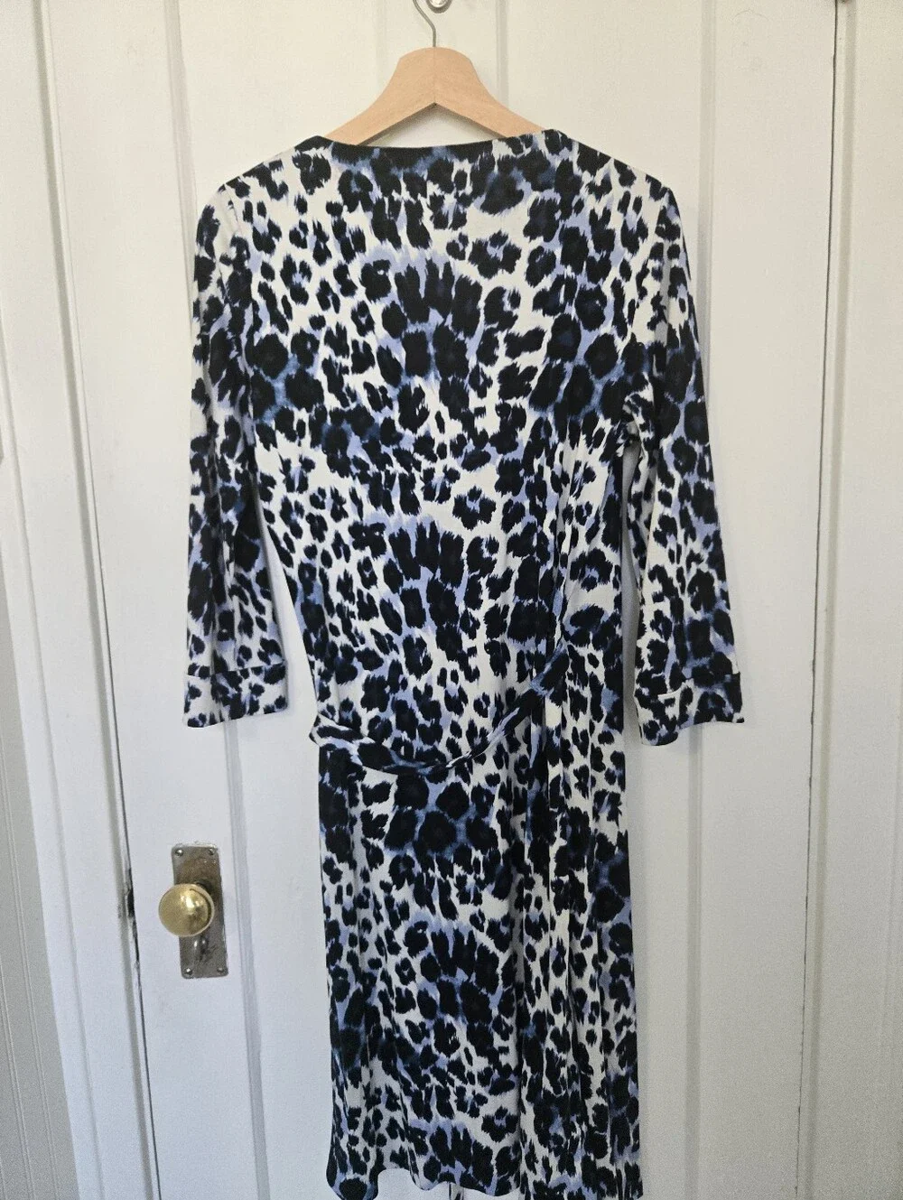 Diane Von Furstenberg DVF New Julian Silk Jersey Wrap Dress Size 12 Snow Cheetah - Picture 10 of 15